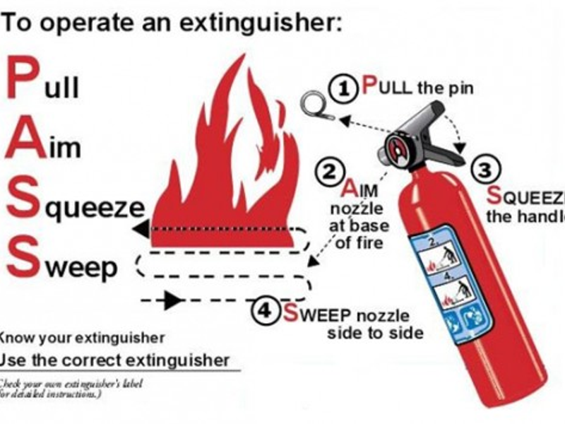 Remember to P-A-S-S when using a fire extinguisher
