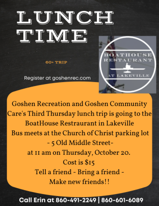 October's Third Thursday Lunch - The Boathouse in Lakeville