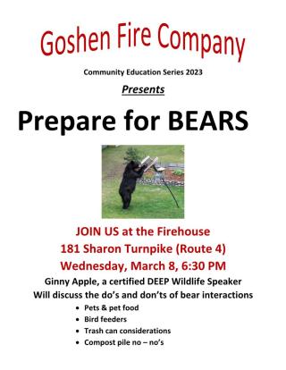 Prepare for Bears - Goshen Fire Company